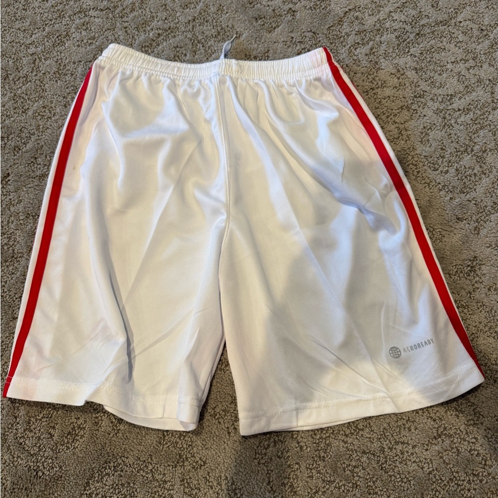 adidas Kids White and Red Shorts - Picture 2 of 2